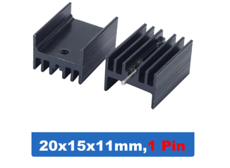 Алюминиевый радиатор TO-220 Mosfet, 20x15x10mm, 1Pin