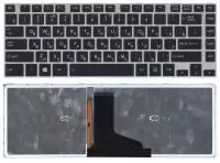 Клавиатура для ноутбука Toshiba M40T, черная с серой рамкой и подсветкой