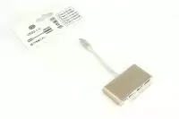 Адаптер Multiport Type-C на 2 разъема USB, USB 3.0, Type-С для MacBook золотой