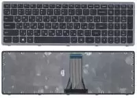 Клавиатура для ноутбука Lenovo G505s, Z510, S510, черная, c серебристой рамкой, без подсветки