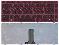 Клавиатура для ноутбука Lenovo IdeaPad Z470, G470AH, G470GH, Z370, черная с красной рамкой