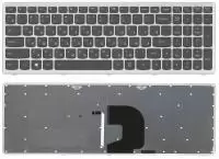 Клавиатура для ноутбука Lenovo IdeaPad Z500, черная с серой рамкой, с подсветкой