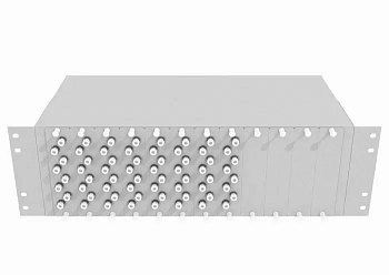 Кросс оптический стоечный 19", 64 FC/UPC адаптеров, многомодовый (50/125), 3U, серый, укомплектованный, TopLAN