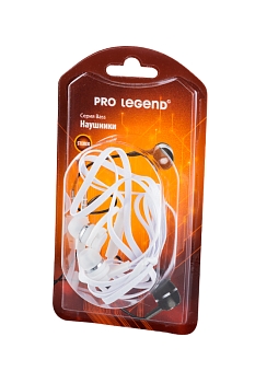 Наушники Pro Legend Bass PL5021 с микрофоном белые затычки, 18-20kHz, 116#3dB, 32Ом, шнур 1.2м, BL1