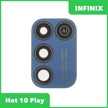 Стекло задней камеры для Infinix Hot 10 Play (X688B) (без рамки) (синий)