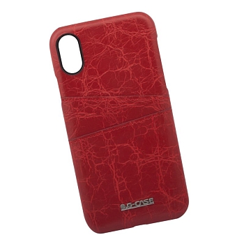 Защитная крышка "G-Case" для Apple iPhone X Koco Series, кожа, красная (коробка)