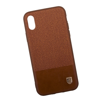 Защитная крышка "Meephone" A Good Design для Apple iPhone X кожа с тканью (коричневая)