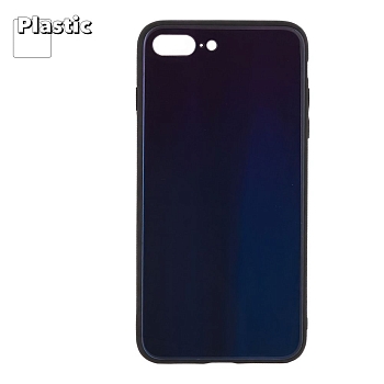 Защитная крышка "LP" для Apple iPhone 7 Plus, 8 Plus "Rainbow Glass Case", синий градиент (коробка)