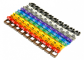 Cabeus MR-55 Маркеры (клипсы) на кабель, защелкивающиеся D 4-5.5мм, "0"-"9", 10 цветов (100 шт.)