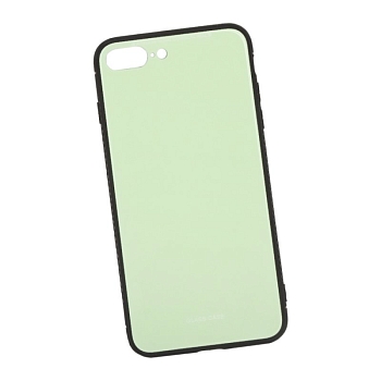 Защитная крышка "LP" для Apple iPhone 7 Plus, 8 Plus "Glass Case", салатовое стекло (коробка)