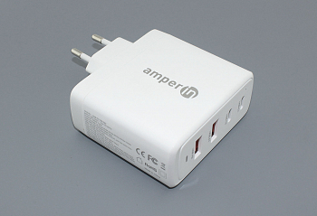 Блок питания (сетевой адаптер) Amperin GaN USB-A, USB-C (YDS-TC100-011) 100W, white