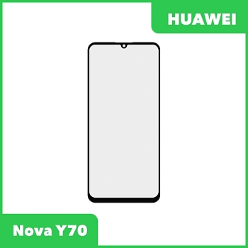 Стекло + OCA плёнка для переклейки Huawei Nova Y70 (черный)
