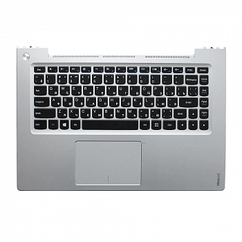 Клавиатура для ноутбука Lenovo IdeaPad S410, U430, черная, верхняя панель в сборе (серебряная)