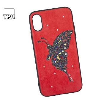 Чехол для Apple iPhone XS WK-Fancy Diamond Series Case "Бабочка", красный
