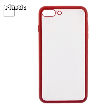 Защитная крышка "LP" для Apple iPhone 7 Plus, 8 Plus "Glass Case" с красной рамкой, прозр. стекло (коробка)