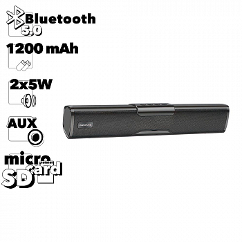 Bluetooth колонка BOROFONE BP11 Popular, BT 5.3, 2x5W, держатель смартфона, AUX/microSD (черный)