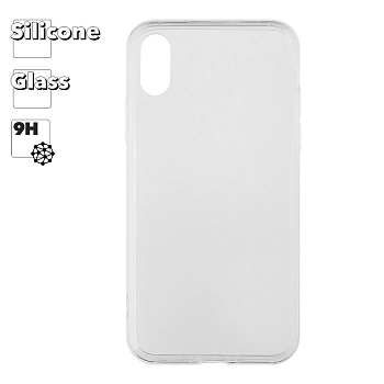 Защитная крышка "LP" для Apple iPhone X, XS "Glass Case" с прозрачной рамкой, прозрачное стекло (коробка)