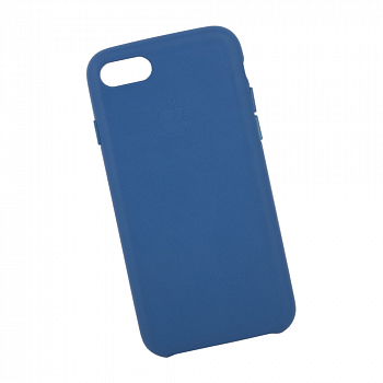 Защитная крышка для iPhone SE 2, 8, 7 Leather Сase кожаная (синяя, коробка)