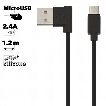 USB кабель HOCO UPM10 MicroUSB, 2.4А, 1.2м, силикон (черный)