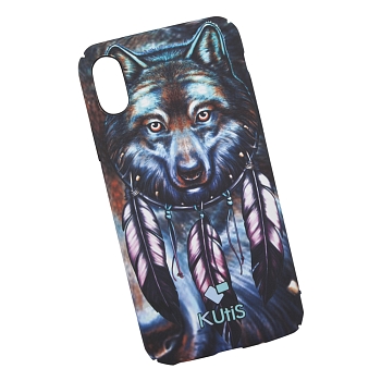 Защитная крышка для Apple iPhone X "KUtiS" Animals OK-6 Волк (синяя)