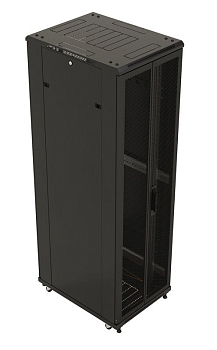 TTB-4266-DD-RAL9004 Шкаф напольный 19-дюймовый, 42U, 2055x600х600 мм (ВхШхГ), передняя и задняя распашные перфорированные двери (75%), ручка с замком, 
