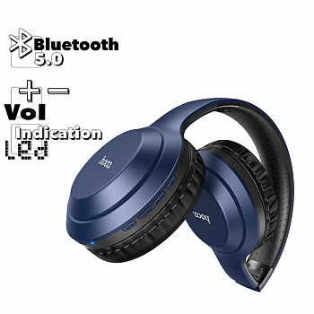 Bluetooth гарнитура Hoco W28 Jorney Wireless Headphones накладная стерео, синяя