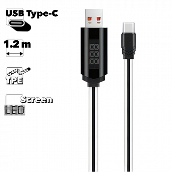 USB кабель HOCO U29 Timer Type-C, LED дисплей, 1м, TPE (белый)