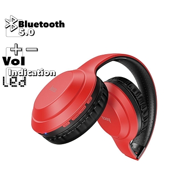 Bluetooth гарнитура Hoco W28 Jorney Wireless Headphones накладная стерео, красная