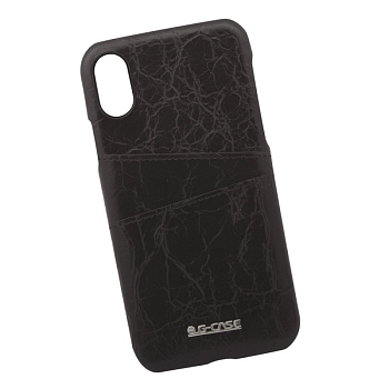 Защитная крышка "G-Case" для Apple iPhone X Koco Series, кожа, черная (коробка)