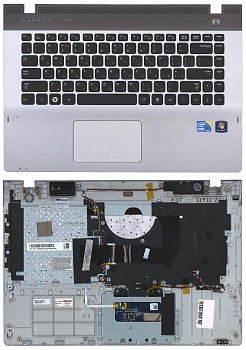 Клавиатура для ноутбука Samsung QX410, QX411 серебристый, Топкейс