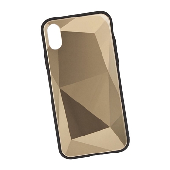Защитная крышка "LP" для Apple iPhone X "Diamond Glass Case", золотой бриллиант (коробка)