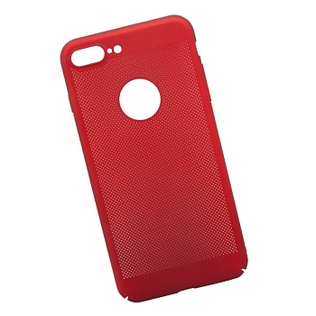 Защитная крышка "LP" для Apple iPhone 7 Plus "Сетка" Soft Touch, красная (европакет)