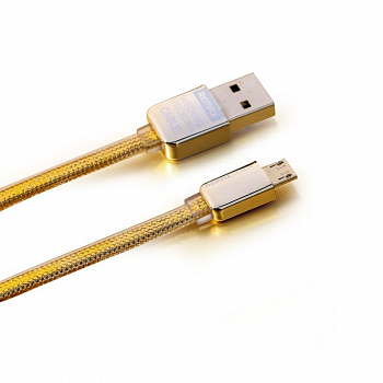 USB кабель REMAX Safe Speed MicroUSB, плоский, пластиковые разьемы, 1м, TPE (золотой)