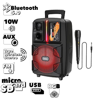Bluetooth колонка Hoco BS37 Dancer Outdoor Wireless Speaker уличная + микрофон, черный 10 Ватт