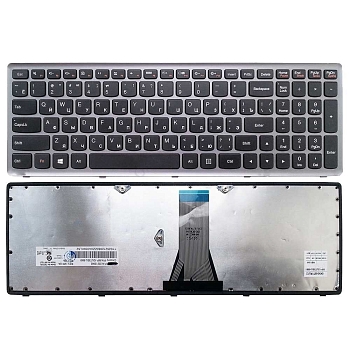 Клавиатура для ноутбука Lenovo IdeaPad Flex 15, G500S, G505S, S500, S510, Z510, черная, рамка серебряная