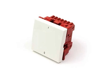 Выключатель 3-контактный, одноклавишный 45х45, с подсветкой, белый LANMASTER, LAN-EC45x45-SL12-WH