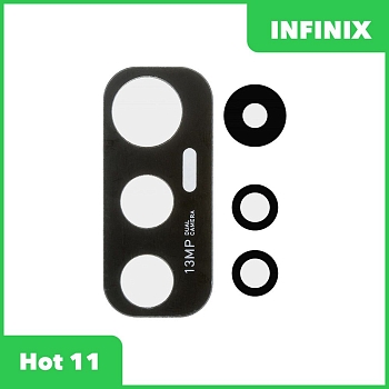 Стекло задней камеры для телефона Infinix Hot 11 (X689F) (без рамки) (черный)