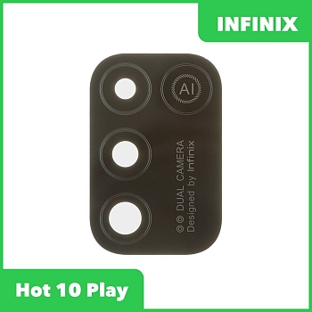 Стекло задней камеры для Infinix Hot 10 Play (X688B) (без рамки) (черный)