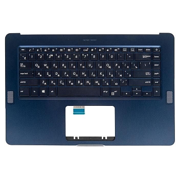 Клавиатура для ноутбука Asus UX550VE-1A с топкейсом, подсветкой, темно-синяя, UI раскладка, RU лазерная гравировка