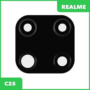 Стекло основной камеры для Realme C25, черный