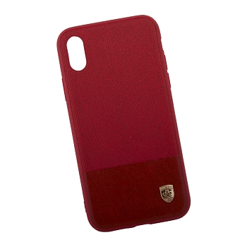 Защитная крышка "Meephone" A Good Design для Apple iPhone X кожа с тканью (красная)