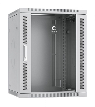 Cabeus SH-05F-15U60/45-R Шкаф телекоммуникационный настенный разобранный 19" 15U 600x450x769mm (ШхГхВ) дверь стекло, цвет серый (RAL 7035)