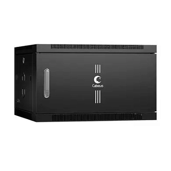 Cabeus SH-05F-6U60/60m-BK Шкаф телекоммуникационный настенный 19" 6U 600x600x368mm (ШхГхВ) дверь металл, цвет черный (RAL 9004)