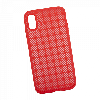 Силиконовый чехол "LP" для iPhone X, Xs "Silicone Dot Case" (красный, коробка)