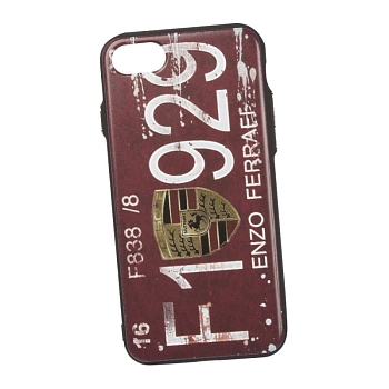 Защитная крышка для Apple iPhone 8, 7 с фактурным покрытием "Номер Энзо Феррари", красная (коробка)