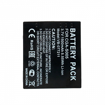 Аккумулятор CGA-S005 для фото и видеокамеры Panasonic Lumix DMC-FS1, 3.7В, 1500мАч