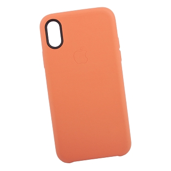 Защитная крышка для Apple iPhone X кожа, оранжевая (коробка)