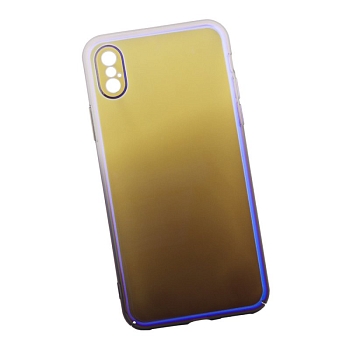 Защитная крышка "LP" для Apple iPhone X "Градиент", прозрачная с фиолетовым (европакет)