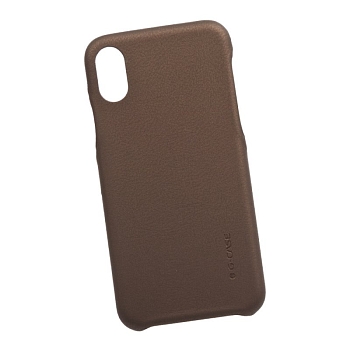 Защитная крышка "G-Case" для Apple iPhone X Noble Series, кожа, коричневая (коробка)
