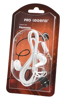 Наушники Pro Legend Lite PL5001 затычки, белые, 20-20kHz, 102#3dB, 32Ом, шнур 1м, BL1